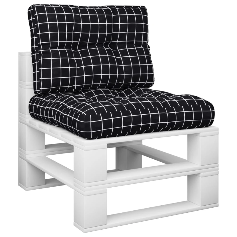 vidaXL palešu spilveni, 2 gab., audums ar melnu četrstūru rakstu