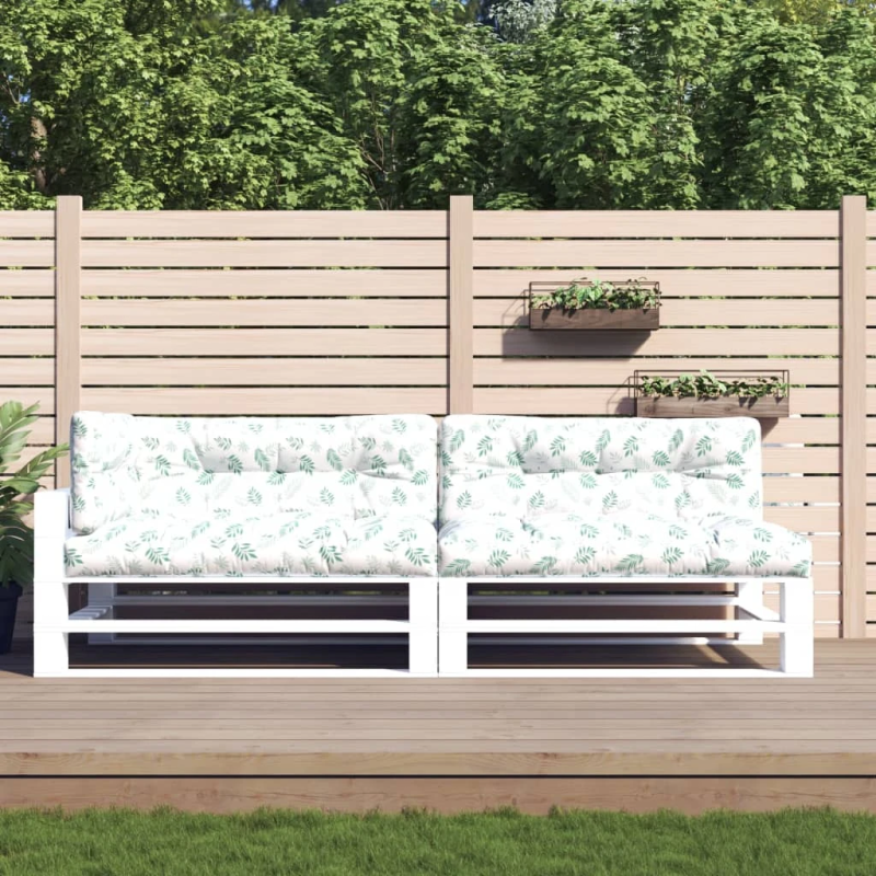 vidaXL palešu dīvānu matrači, 5 gab., audums ar lapu apdruku