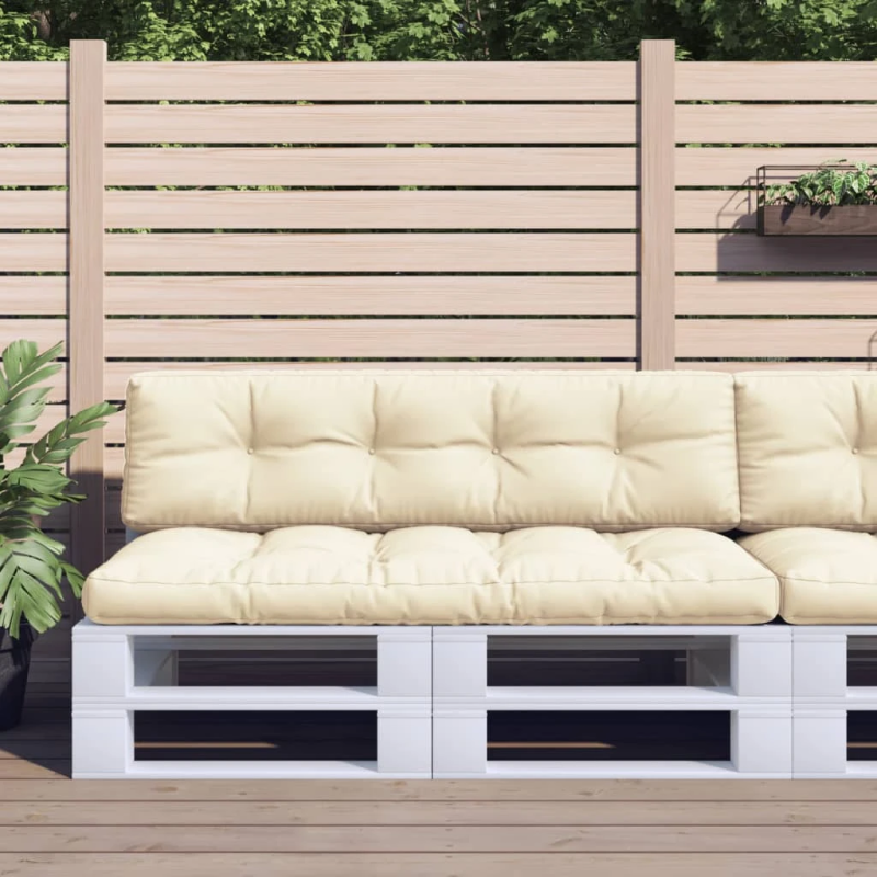 vidaXL palešu spilveni, 2 gab., audums, krēmkrāsas