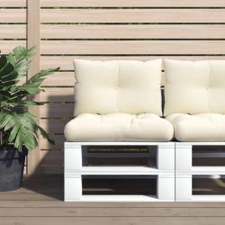 vidaXL palešu spilveni, 2 gab., audums, krēmkrāsas