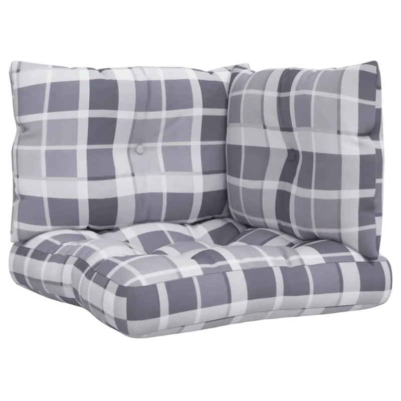 vidaXL palešu matrači, 3 gab., pelēks četrstūru raksts