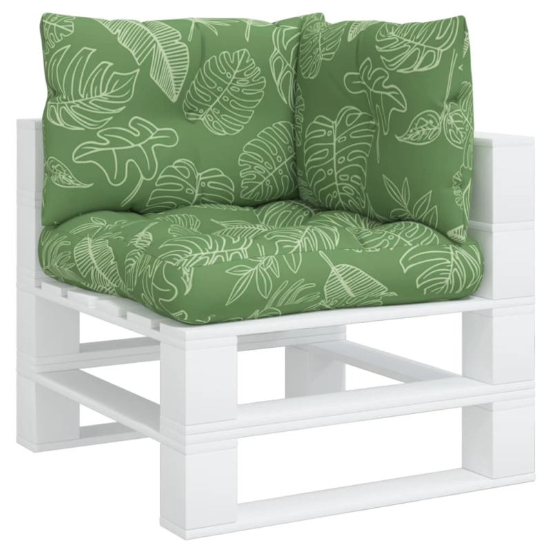 vidaXL palešu dīvānu matrači, 3 gab., audums ar lapu apdruku