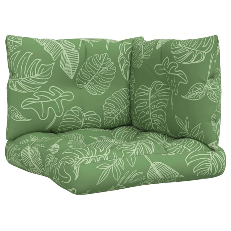 vidaXL palešu dīvānu matrači, 3 gab., audums ar lapu apdruku