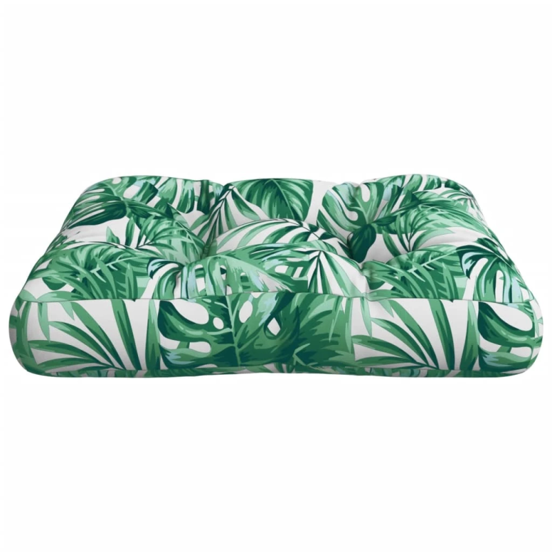 vidaXL palešu spilvens, 58x58x10 cm, audums ar lapu apdruku