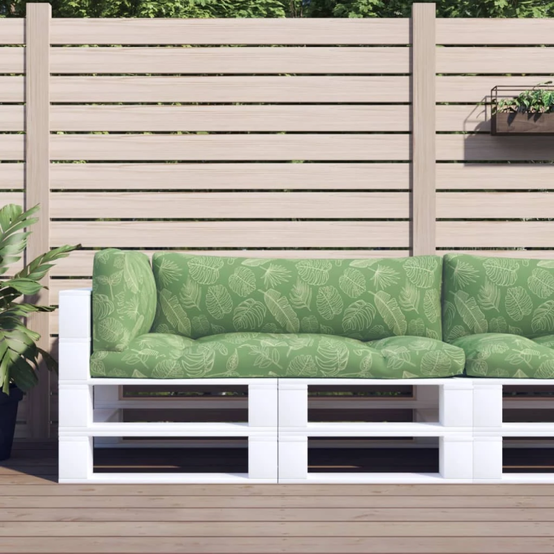 vidaXL palešu dīvānu matrači, 3 gab., audums ar lapu apdruku