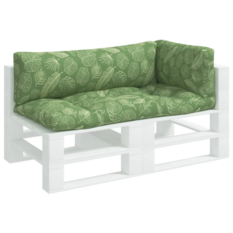 vidaXL palešu dīvānu matrači, 3 gab., audums ar lapu apdruku