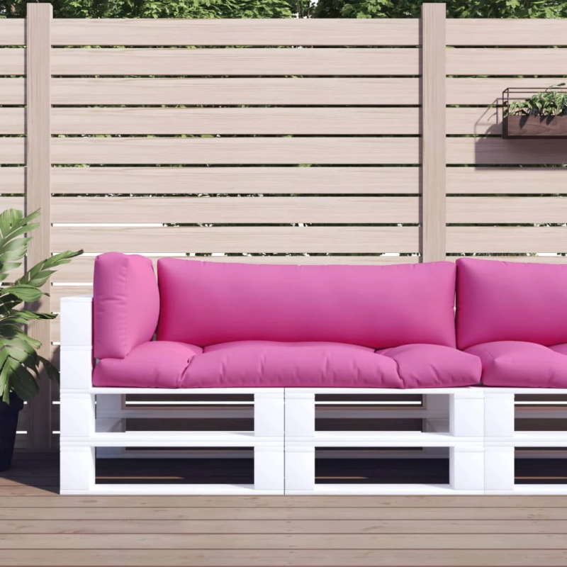 vidaXL palešu dīvānu matrači, 3 gab., rozā audums