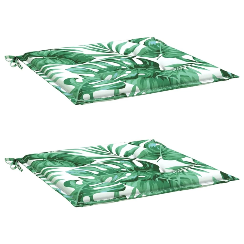 vidaXL dārza krēslu matrači, 2 gab., 40x40x4 cm, audums, lapu apdruka