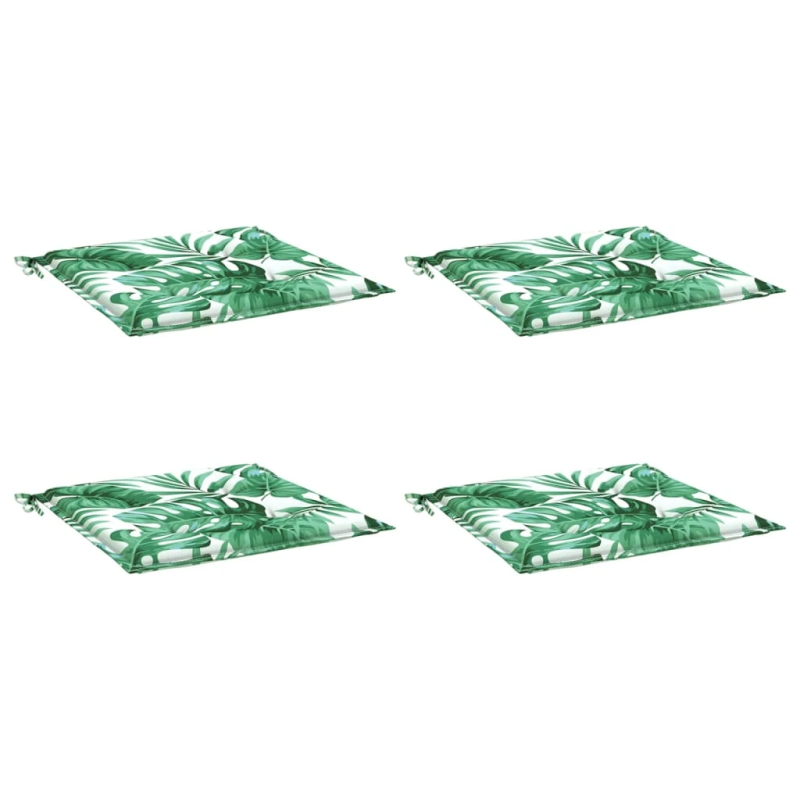 vidaXL dārza krēslu matrači, 4 gab., 40x40x4 cm, audums, lapu apdruka
