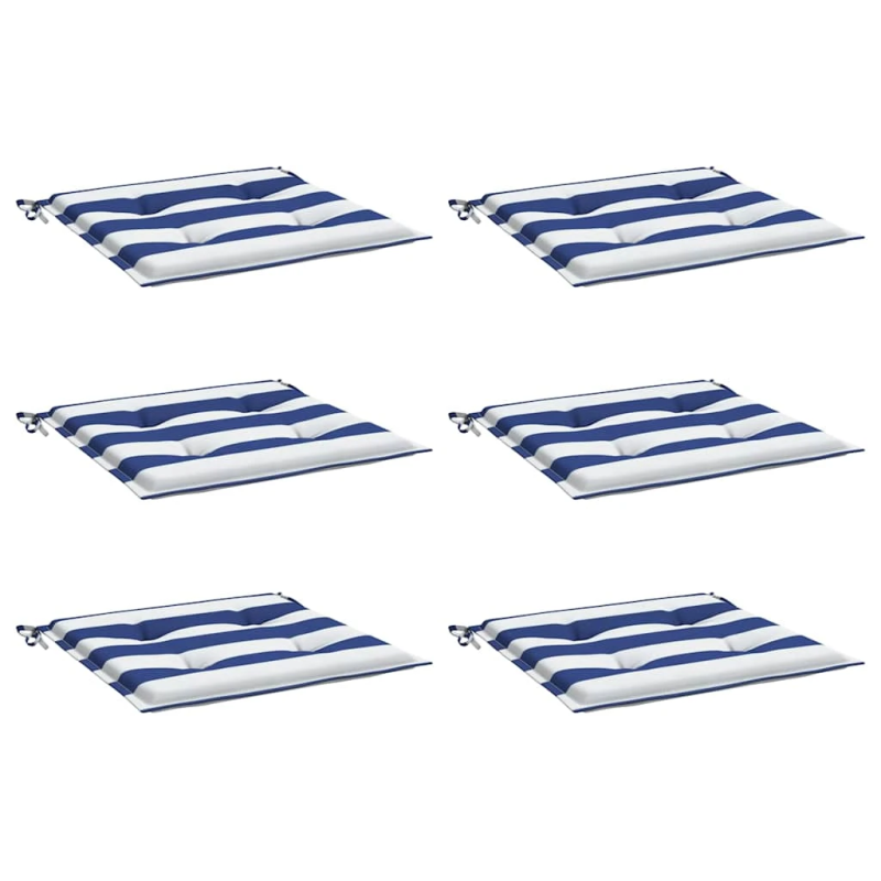 vidaXL spilveni, 6 gab., zilas un baltas svītras, 40x40x4 cm, audums