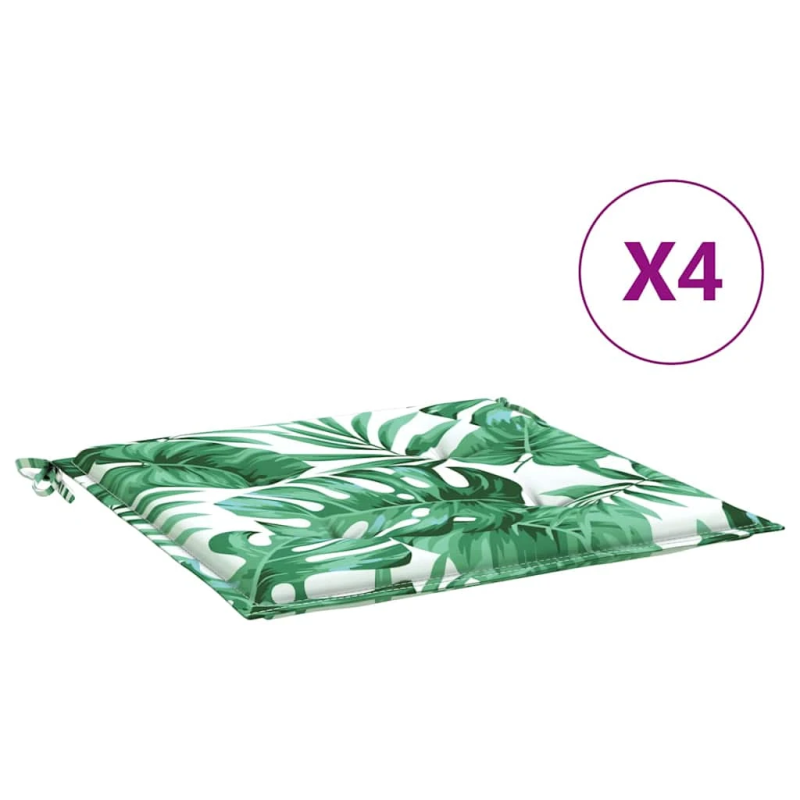 vidaXL Krēslu spilveni 4 pcs Lapu raksts 50 x 50 x 4 cm