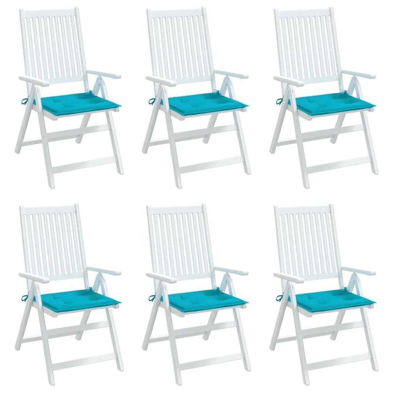 vidaXL dārza krēslu matrači, 6 gab., 50x50x4 cm, audums, tirkīzzila