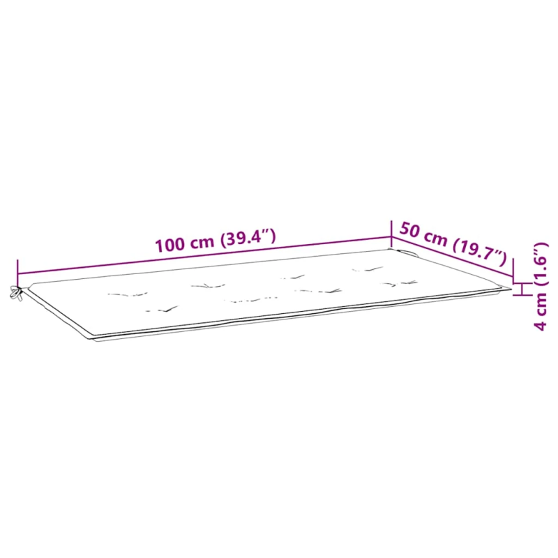 vidaXL dārza sola matracis, 100x50x4 cm, audums ar lapu apdruku