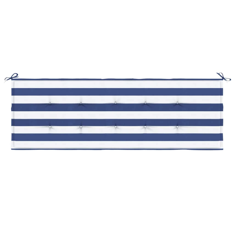 vidaXL dārza sola matracis, 150x50x4 cm, audums, zilas, baltas svītras