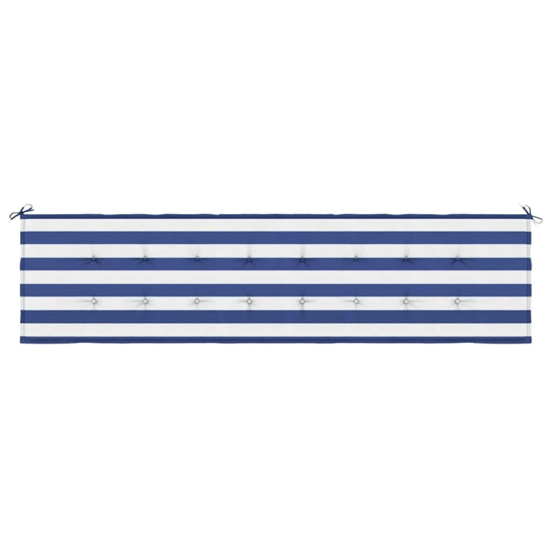 vidaXL dārza sola matracis, 200x50x4 cm, audums, zilas, baltas svītras