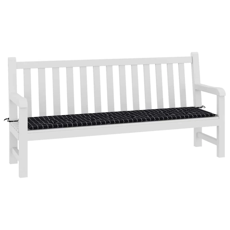 vidaXL dārza sola matracis, 200x50x4cm, audums, melnu četrstūru raksts