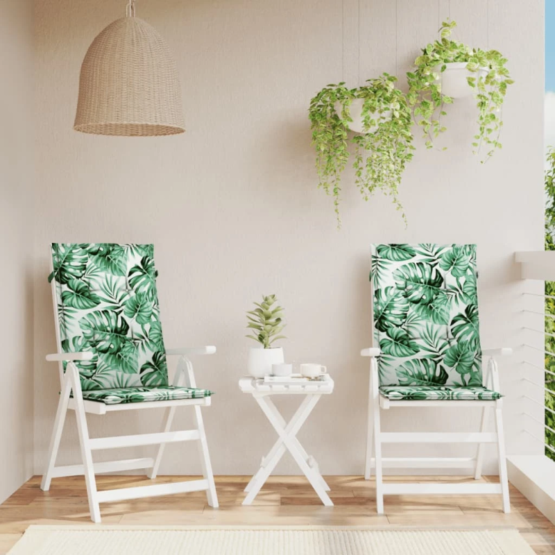 vidaXL krēslu spilveni, 2 gab., lapu apdruka, audums