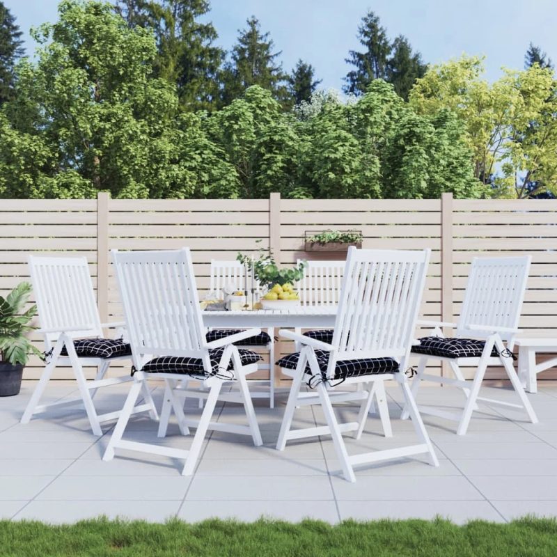 vidaXL krēslu matrači, 6 gab., 40x40x7 cm, audums, melni četrstūri