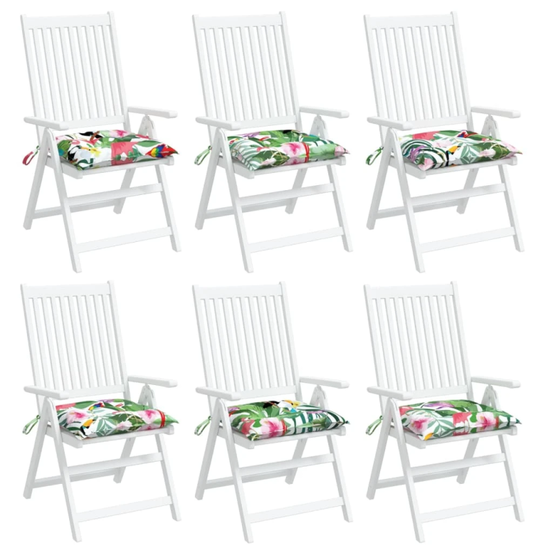 vidaXL krēslu matrači, 6 gab., 50x50x7 cm, daudzkrāsaini, audums