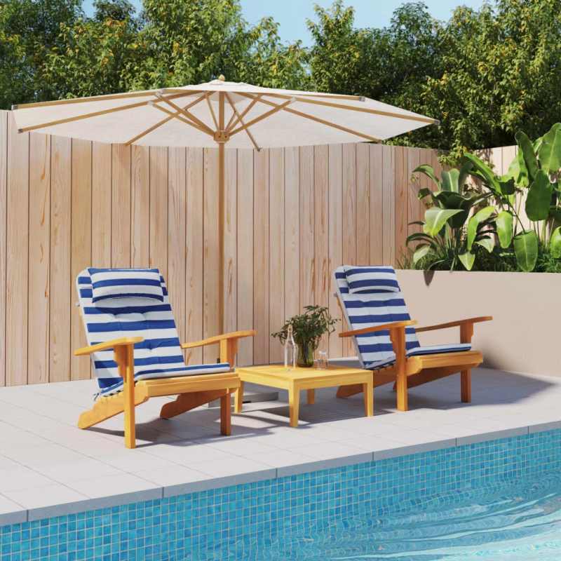 vidaXL krēslu spilveni, 2 gab., zilas un baltas svītras, audums