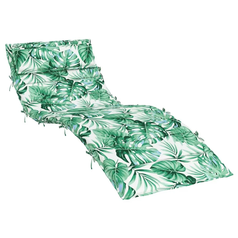 vidaXL sauļošanās krēsla matracis, 180x60x4 cm, audums, lapu apdruka