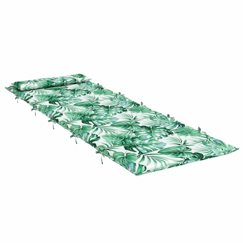 vidaXL sauļošanās krēsla matracis, 180x60x4 cm, audums, lapu apdruka