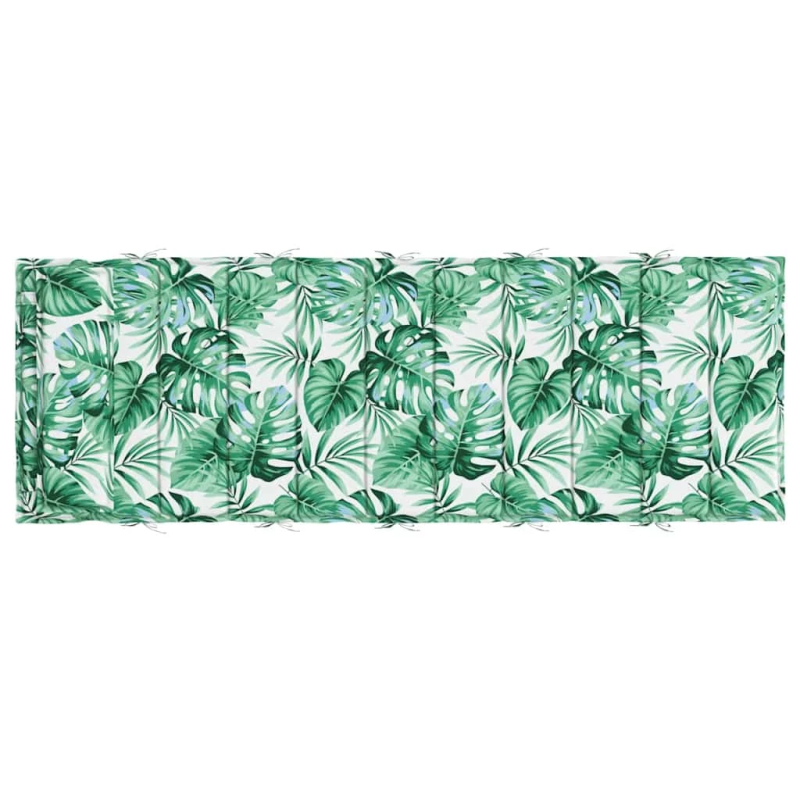 vidaXL sauļošanās krēsla matracis, 180x60x4 cm, audums, lapu apdruka