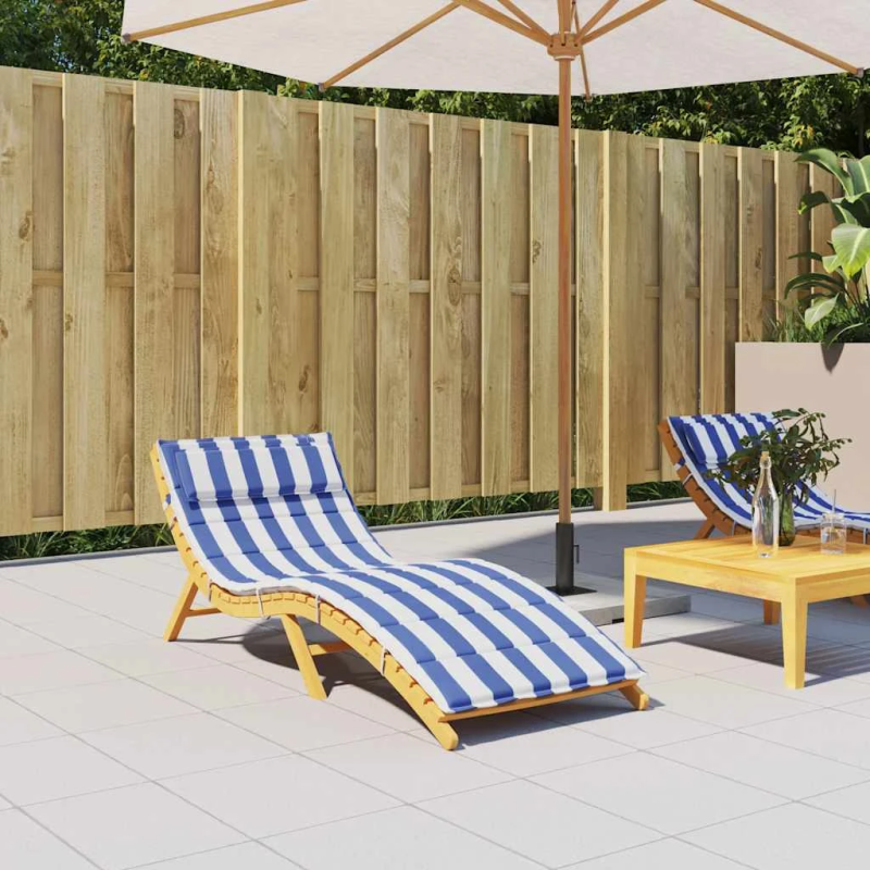 vidaXL sauļošanās krēsla matracis, 180x60x4 cm, zilas, baltas svītras