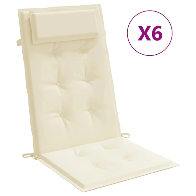 vidaXL dārza krēslu spilveni, 6 gab., krēmkrāsas oksforda audums