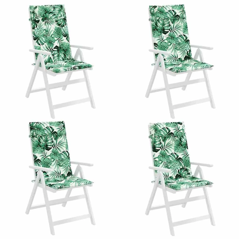 vidaXL krēslu spilveni, 4 gab., lapu apdruka, oksforda audums