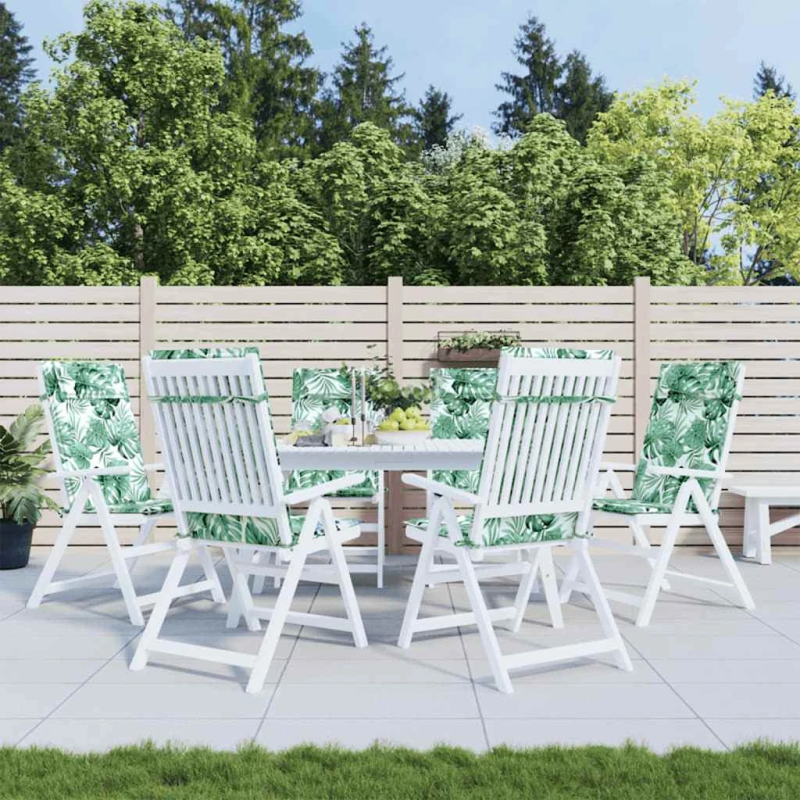 vidaXL krēslu spilveni, 6 gab., lapu apdruka, oksforda audums