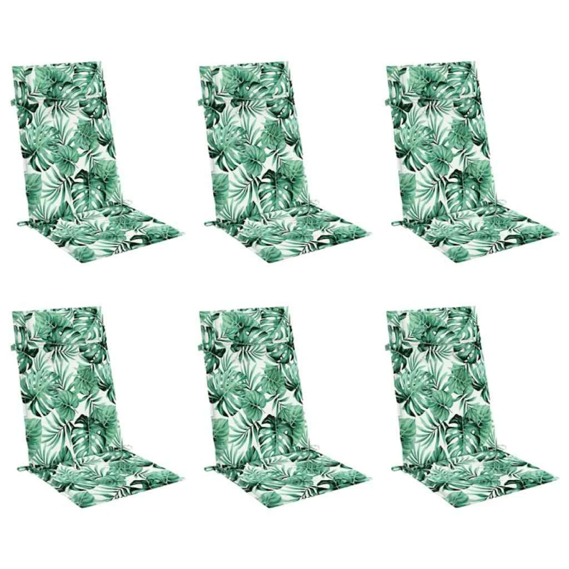 vidaXL krēslu spilveni, 6 gab., lapu apdruka, oksforda audums