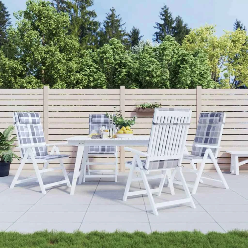 vidaXL dārza krēslu spilveni, 4 gab., pelēki rūtots oksforda audums