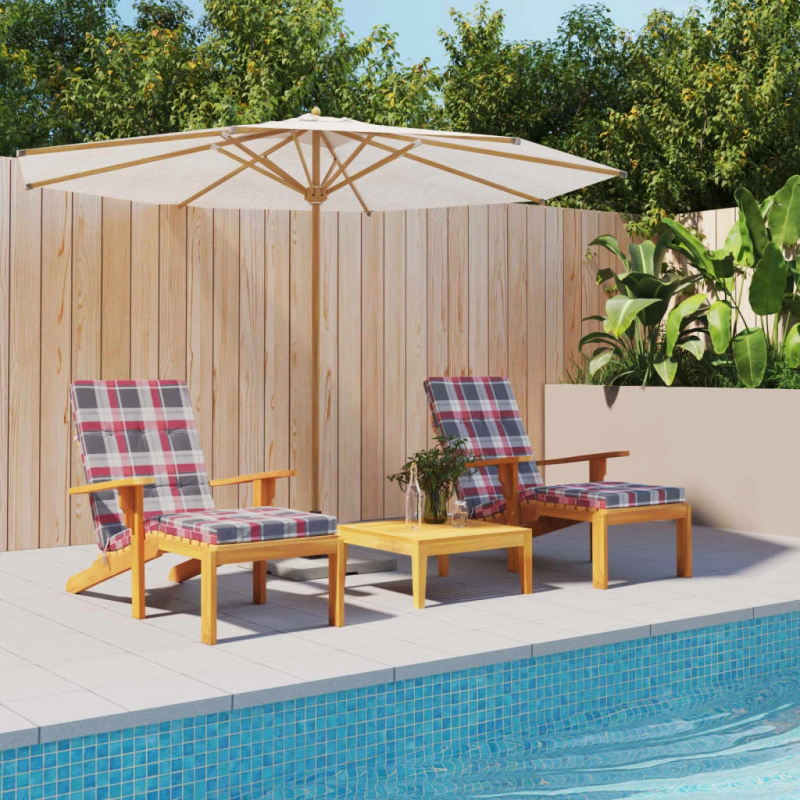 vidaXL krēslu spilveni, 2 gab., oksforda audums, sarkanas rūtis