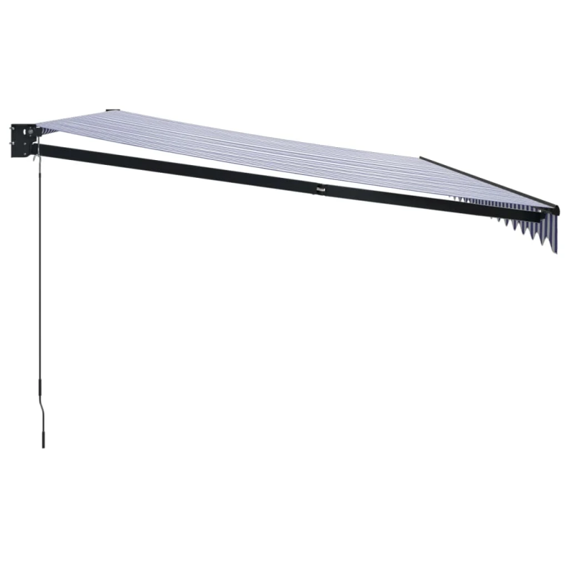 vidaXL izvelkama markīze, zila, balta, 5x3 m, audums, alumīnijs