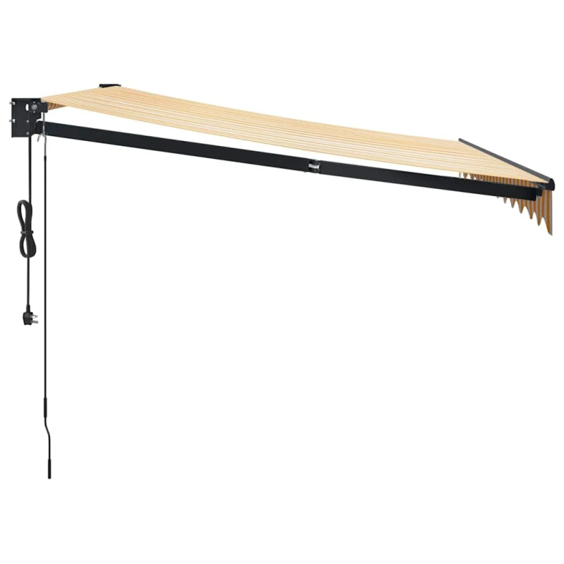 vidaXL izvelkama markīze, automātiska, dzeltena, balta, 3,5x2,5 m