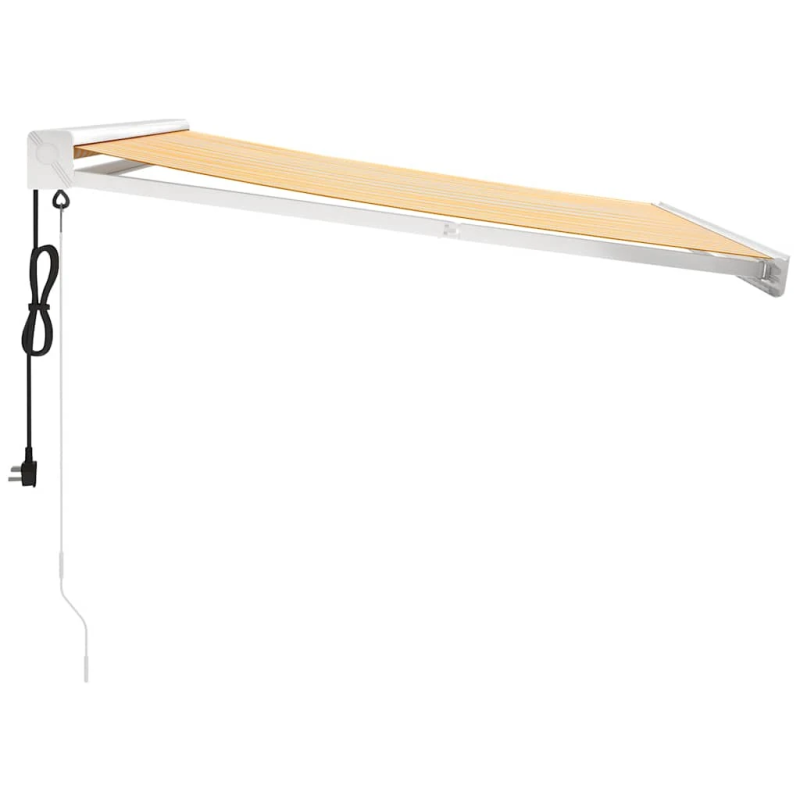 vidaXL izvelkama markīze, dzeltena, balta, 3x2,5 m, audums, alumīnijs