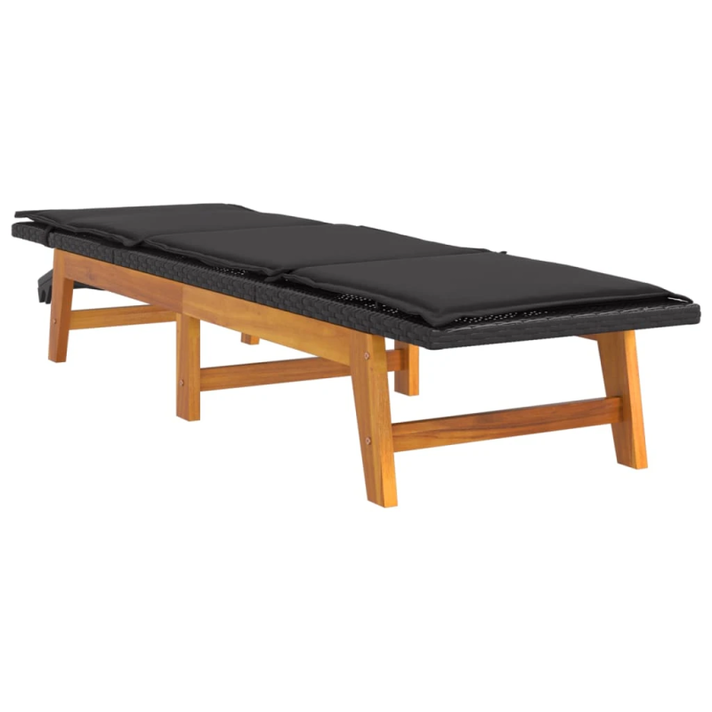 vidaXL sauļošanās zvilņi ar matračiem, 2 gb., PE rotangpalma, akācija