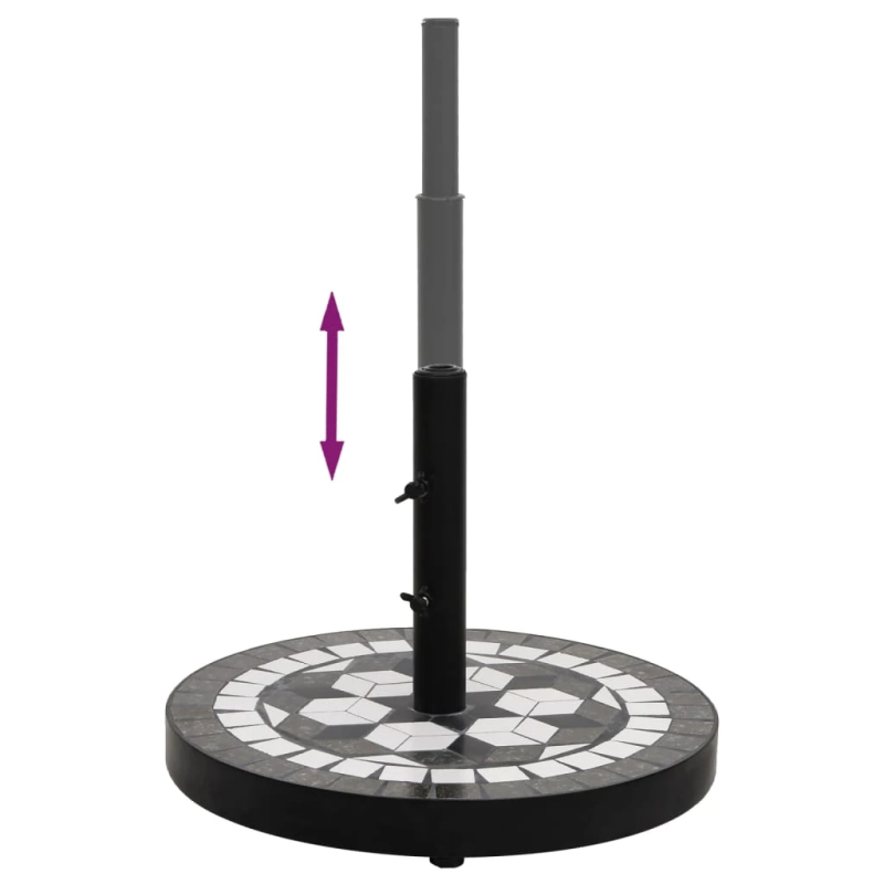 vidaXL saulessarga pamatne, apaļa, melna un balta, 12 kg