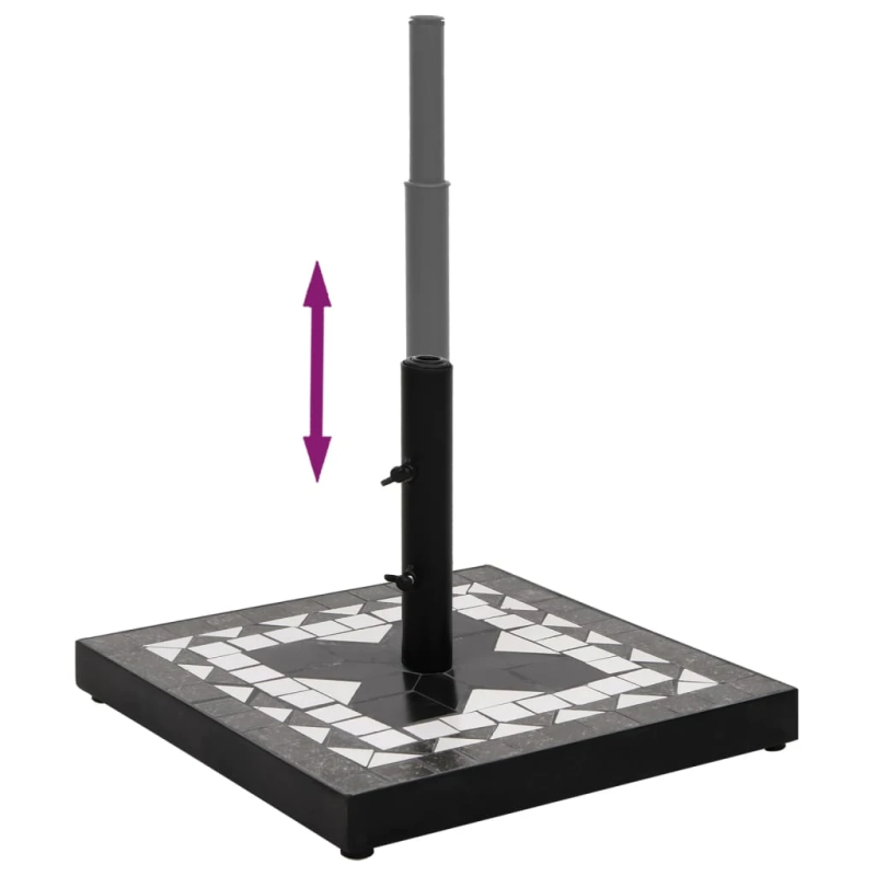 vidaXL saulessarga pamatne, 12 kg, kvadrāta forma, melna ar baltu