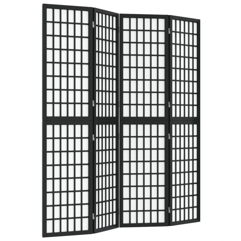 vidaXL aizslietnis, 4 paneļi, salokāms, 160x170cm, japāņu stils, melns