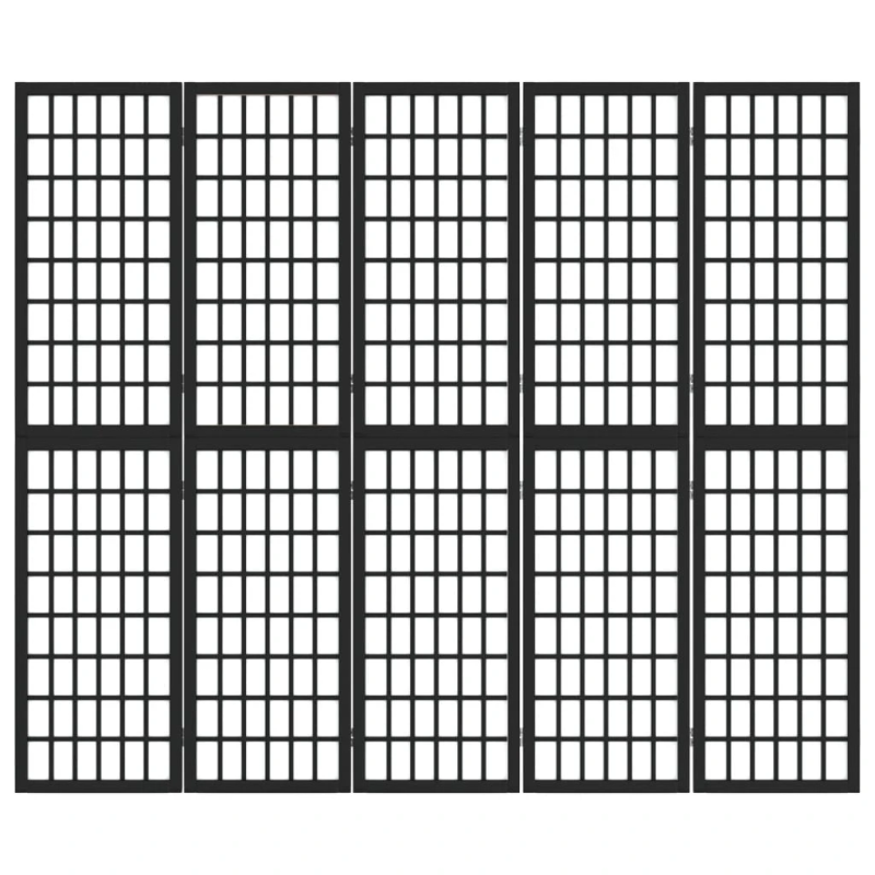 vidaXL aizslietnis, 5 paneļi, salokāms, 200x170cm, japāņu stils, melns