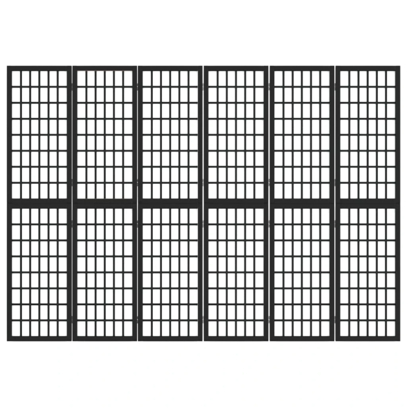 vidaXL aizslietnis, 6 paneļi, salokāms, 240x170cm, japāņu stils, melns