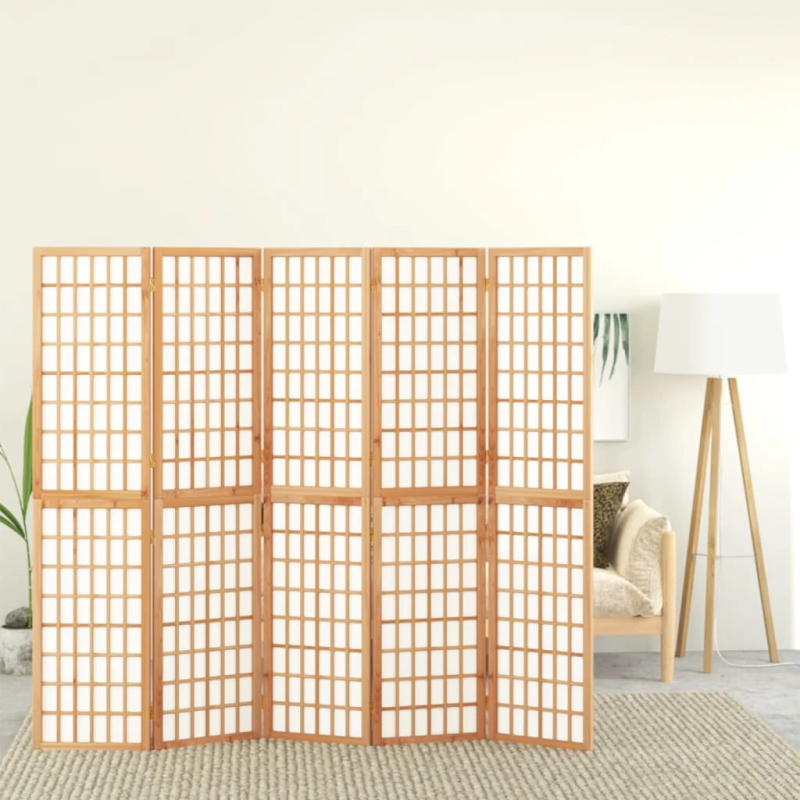 vidaXL aizslietnis, 5 paneļi, salokāms, 200x170cm, japāņu stils