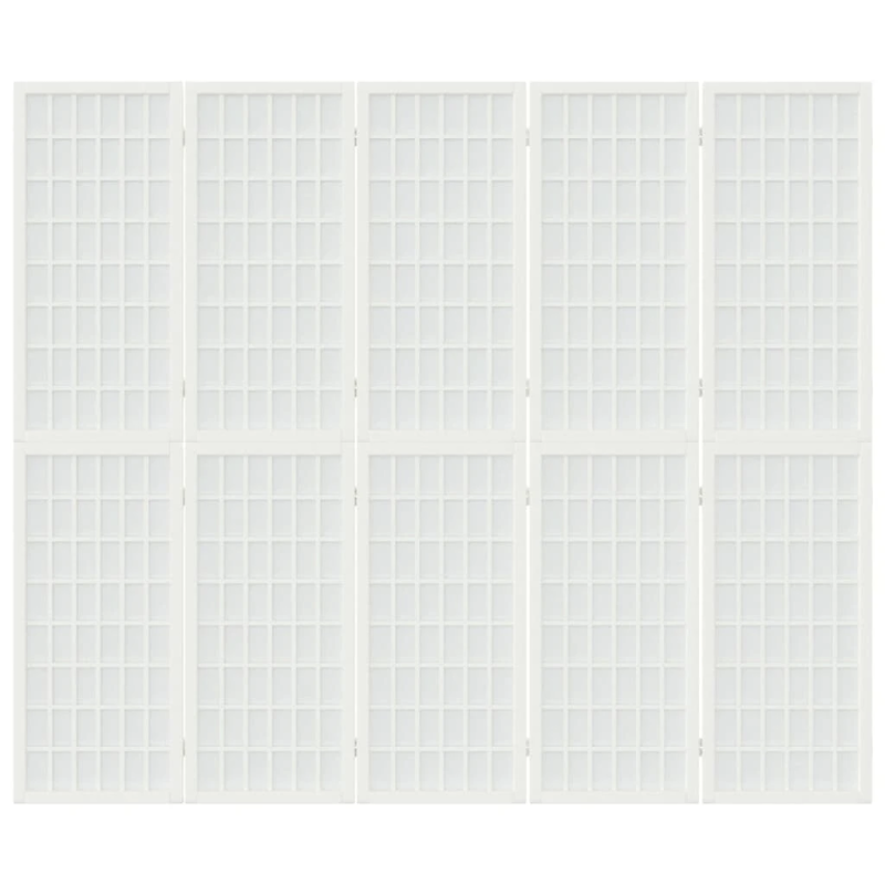 vidaXL aizslietnis, 5 paneļi, salokāms, 200x170cm, japāņu stils, balts