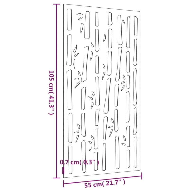 vidaXL dārza sienas rotājums, 105x55 cm, tērauds, rūsas efekts