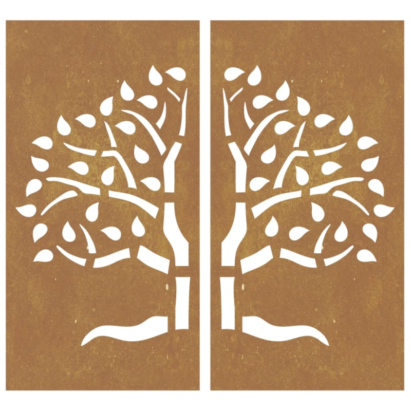 vidaXL dārza sienas rotājumi, 2 gab., 105x55 cm, tērauds, rūsas efekts