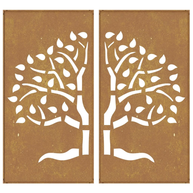 vidaXL dārza sienas rotājumi, 2 gab., 105x55 cm, tērauds, rūsas efekts