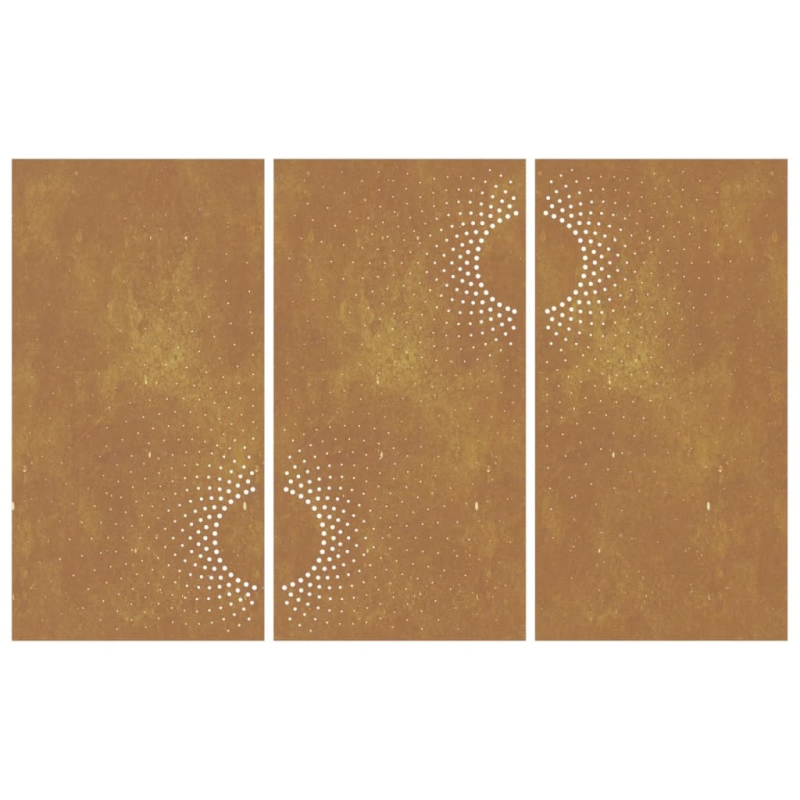 vidaXL dārza sienas rotājumi, 3 gab., 105x55 cm, tērauds, rūsas efekts