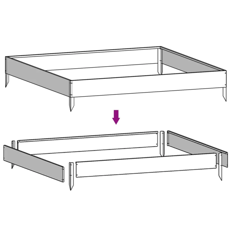 vidaXL augstā dārza puķu kaste, 100x100x18,5 cm, tērauds, rūsas efekts
